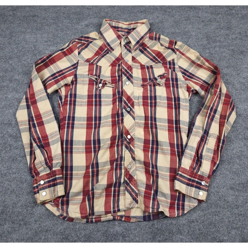 Vintage Faded Glory Pearl Snap Shirt Men's Large Plaid Western Cotton USA